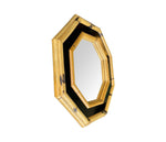Mid Century Octagonal Bamboo Mirror with black laminated centre Italian - Mid Century Mirror 