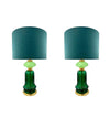 A pair of large large dark and light green Murano opaline lamps by Cenedese