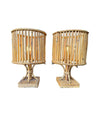 A pair of French 1960s bamboo lamps by Louis Sognot with orignal bamboo shades