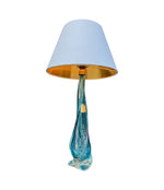 A large Murano turquoise glass lamp by Chambord Et Toso