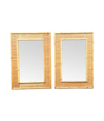 A pair of large Italian 1970s bamboo and woven rattan mirrors by Dal Vera