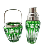 A wonderful Wilhelm Wolff 1940s crystal and silver plated cocktail shaker and ice bucket