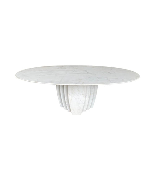 An Italian Mid Century Coffee Table oval Carrara marble in the style of Angelo Mangiarotti - Mid Century Furniture