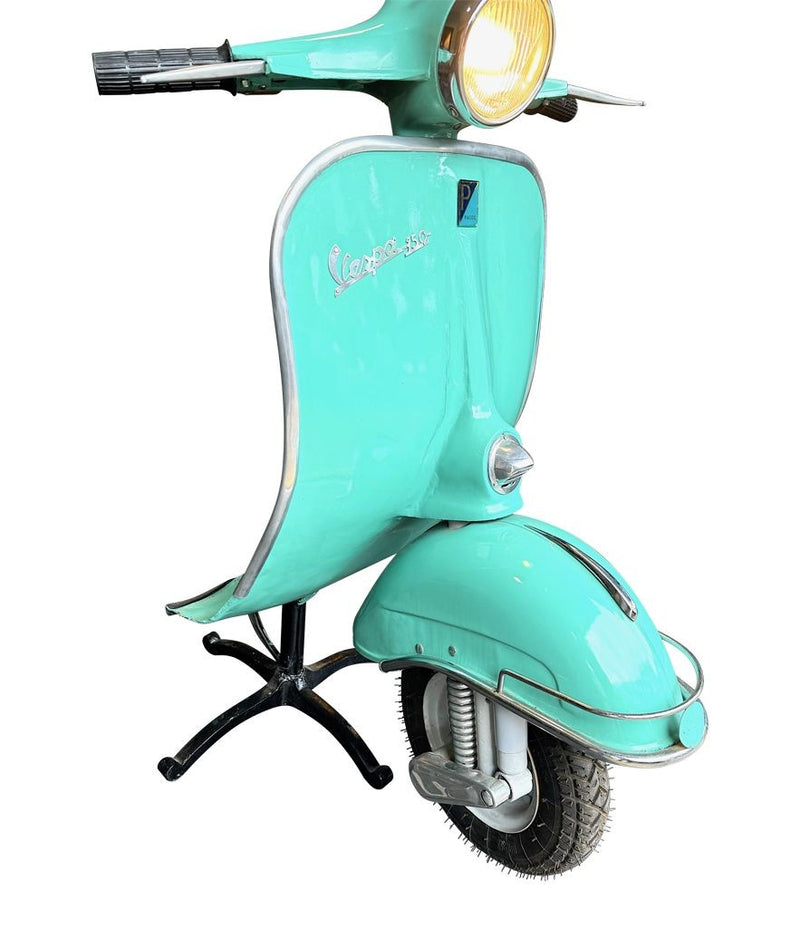 An orignal unique 1960s floor lamp made from the front half a Piaggio Vespa sprint 150