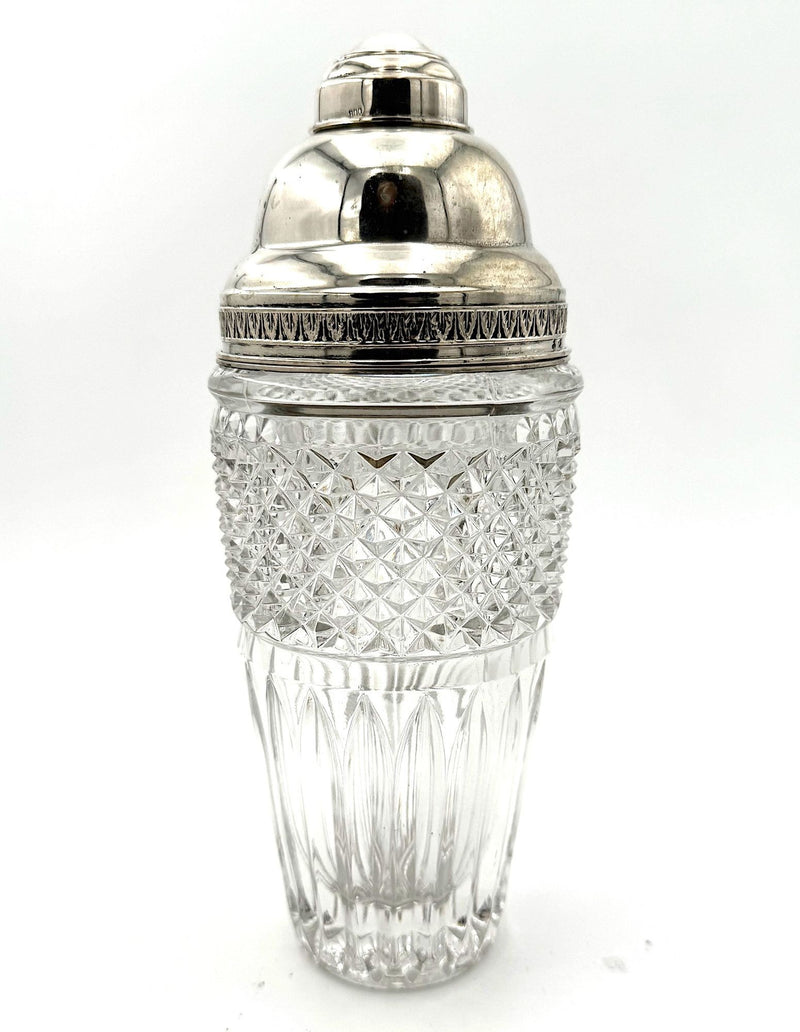 An Italian 1940s crystal and silver cocktail shaker by Florentine silversmith Italo Gori