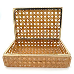 An Italian 1970s Gabriella Crespi style lucite and woven rattan gilt hinged box