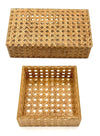 A Gabriella Crespi style Italian 1970s lucite and woven rattan two box set