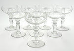 A set of eight 1930s Val St Lambert crystal glasses with etched stars