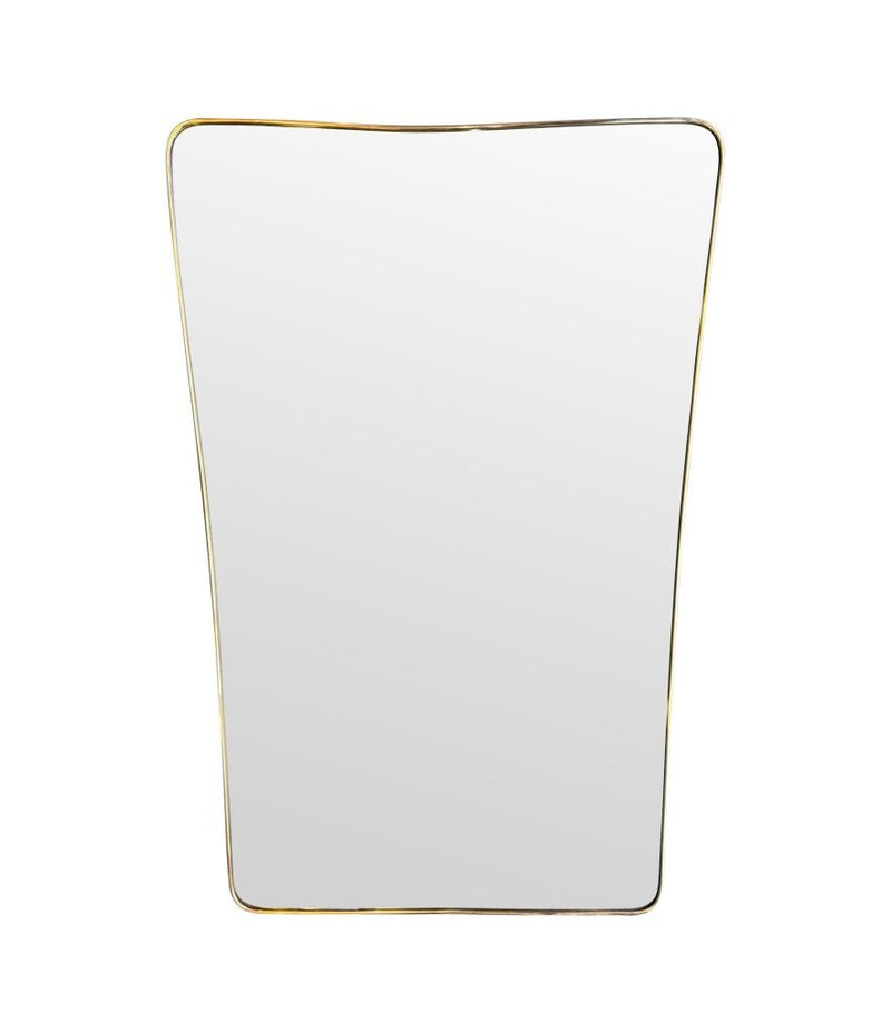 A large original Italian 1950s brass framed mirror with original bevelled plate