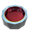 A large heavy 1960s faceted Sommerso Murano glass bowl by Seguso in blue, purple and yellow