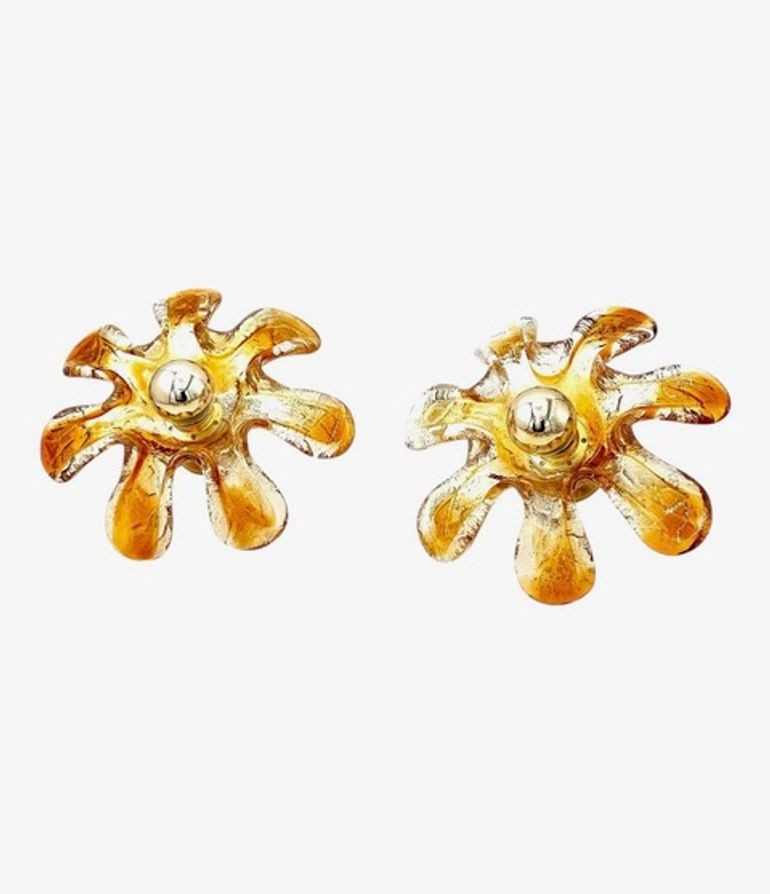 Five Italian 1970s Murano glass flower wall scones by Mazzega