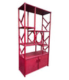 An Italian 1970s burgundy red bamboo shelving unit by Vivai del Sud