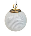 A large 1960s Venini Murano glass ball “Tessuto” swirl pendant light