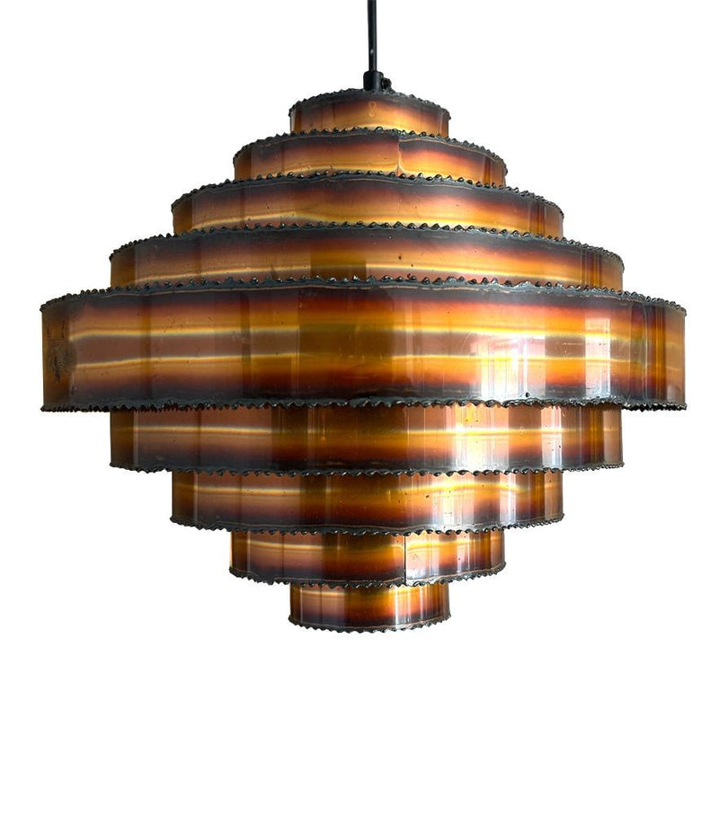 A 1960s Danish torch cut copper pendant light by Svend Aage Holm Sorensen