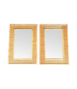 A pair of large Italian 1970s bamboo and woven rattan mirrors by Dal Vera