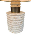 A large Fratelli Manneli ribbed Italian 1970s travertine lamp with brass detail