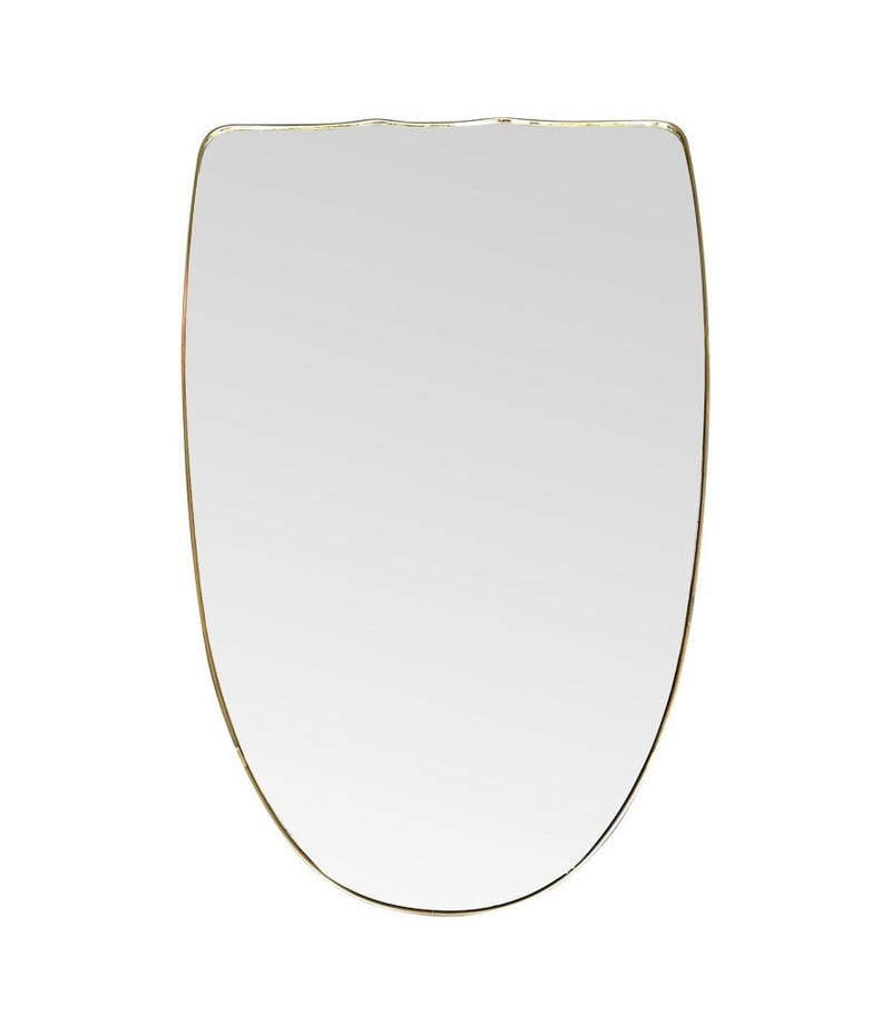 A large orignal Italian 1950s shield mirror with brass frame