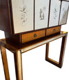 An Italian 1940s mirrored birdseye maple wood and mahogany bar cabinet by Osvaldo Borsani