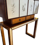An Italian 1940s mirrored birdseye maple wood and mahogany bar cabinet by Osvaldo Borsani