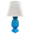 A large Italian 1950s turquoise ceramic pineapple lamp