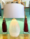 A French 1930s Cristallerie Lorraine Alsace pressed glass opaline lamp with leaf desgin