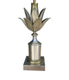 An orignal 1960s Maison Charles "Lotus" lamp in nickel, bronze and brass finish with orignal spun metal shade