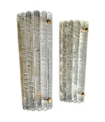 A large quality pair of 1950s Orrefors glass and brass wall sconces by Carl Fagerlund