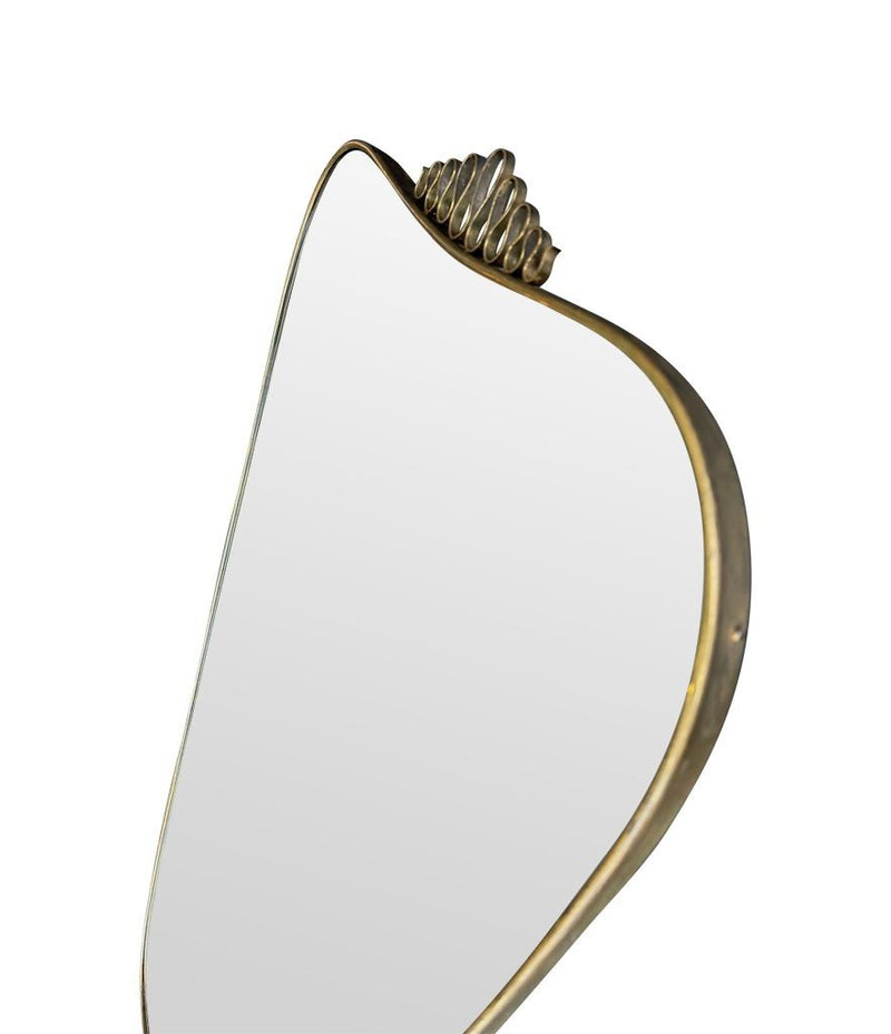 A lovely shaped large original 1950s brass framed mirror in the style of Gio Ponti