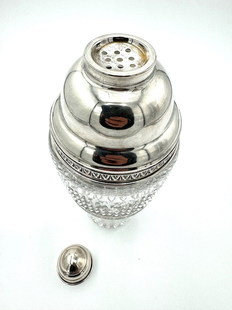 An Italian 1940s crystal and silver cocktail shaker by Florentine silversmith Italo Gori