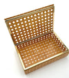 An Italian 1970s Gabriella Crespi style lucite and woven rattan gilt hinged box