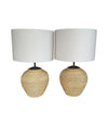 A pair of 1950s large Italian Riviera woven rope lamps with bronze fittings