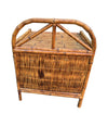 A pair of Italian 1970s Vivai Del Sud style tortoiseshell bamboo bedside tables with two doors
