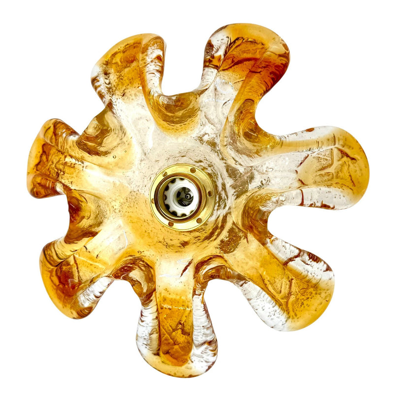 Five Italian 1970s Murano glass flower wall scones by Mazzega