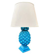 A large Italian 1950s turquoise ceramic pineapple lamp