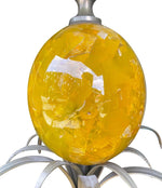 A large 1960s yellow resin egg lamp attributed to Maison Charles with new bespoke linen shade