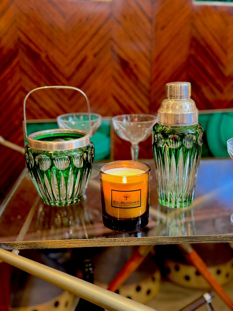 A wonderful Wilhelm Wolff 1940s crystal and silver plated cocktail shaker and ice bucket