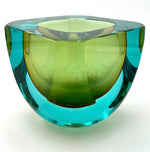 A wonderful large 1960s Sommerso turquoise and green Murano glass bowl by Seguso