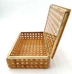 An Italian 1970s Gabriella Crespi style lucite and woven rattan gilt hinged box