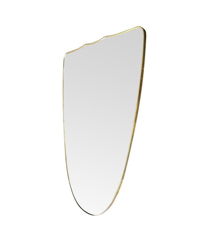 A large orignal Italian 1950s shield mirror with brass frame