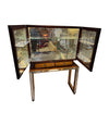 An Italian 1940s mirrored birdseye maple wood and mahogany bar cabinet by Osvaldo Borsani