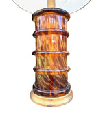 A wonderful large Italian 1970s faux tortoiseshell Murano glass and brass lamp