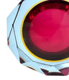 A large heavy 1960s faceted Sommerso Murano glass bowl by Seguso in blue, purple and yellow