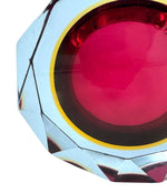 A large heavy 1960s faceted Sommerso Murano glass bowl by Seguso in blue, purple and yellow
