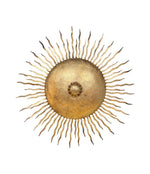 A pair of large 1950s Spanish sunburst wrought iron wall sconces