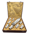 A 1930s Silver plated Art deco cocktail set with silver plated cocktail shaker and eight silver plated shot glasses