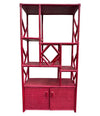 An Italian 1970s burgundy red bamboo shelving unit by Vivai del Sud