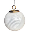 A large 1960s Venini Murano glass ball “Tessuto” swirl pendant light