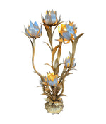 A wonderful 1960s Italian gilt metal flower lamp with seven lights in the flowers