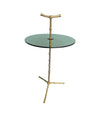 A pair of 1960s Maison Baques brass faux bamboo martini tables with smoked glass top