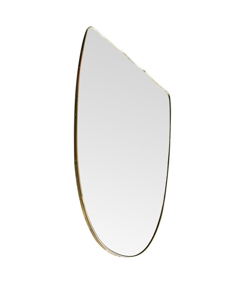 A large orignal Italian 1950s shield mirror with brass frame